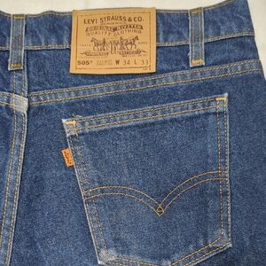 Vintage 90's Levi's 505 Orange Tab Classic Straight Medium Blue Mens Jeans 34